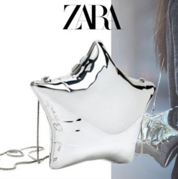 Zara Silver Star Box Clutch/CrossbodyBox clutch shaped like a star balloon - Picture 10 of 12